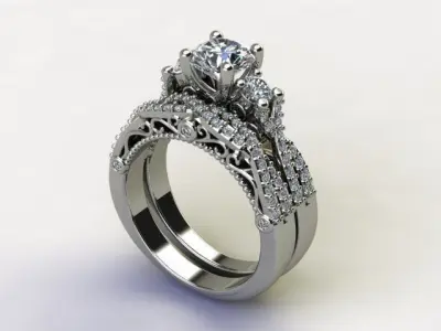 10005 person engagement ring gold 3D print model
