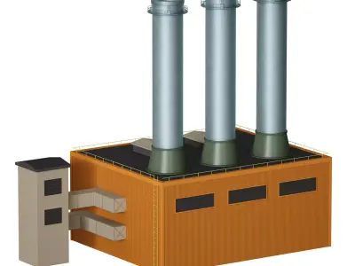 Industrial facility Factory Workshop Industrial pipes 3D model