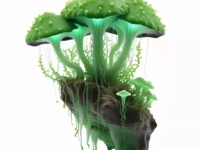Bioluminescent Fantasy Mushroom Island 3D model