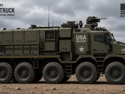 Military Truck 3D Print  Model Futuristic Armored Vehicle Truck  3D print model