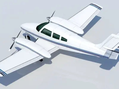 Piper PA-44 Seminole Low Poli Static Aircraft Low-poly 3D model