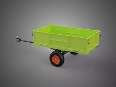 GARBAGE RUBBISH TRASH TRAILER CART WAGON BIN DUMP TRUCK CARGO 3D model