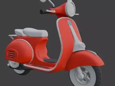 Vintage Retro Scooter 3D Model 3D model 6