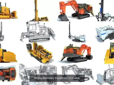 Mining Machinery Equipment 3D Model Pack purchase