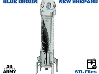 Blue Origin New Shepard Rocket -STL files for 3D printing 3D print model
