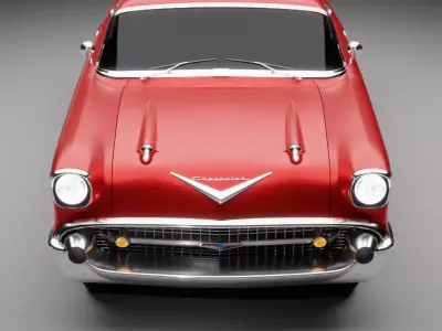 Rigged 1957 Chevy Chevrolet Bel Air 3D Model 3D model