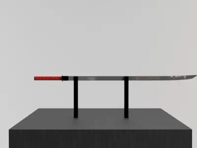 Katana samurai sword Low-poly 3D model 2