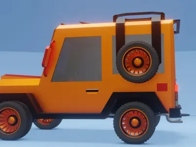 Cartoon Low Poly Rigged Van Low-poly 3D model 3D model 3D model