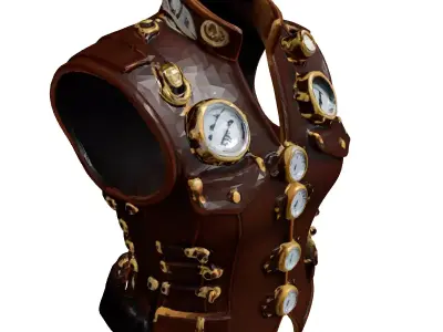 Steampunk Leather Vest Costume 3D model