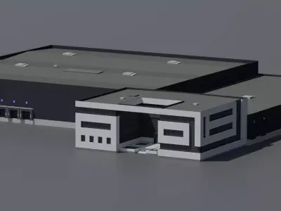 Industrial building Low-poly 3D model purchase