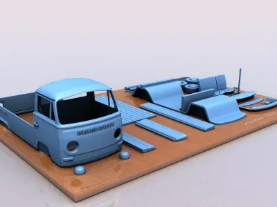 VOLKSWAGEN SINGLE CABINE TYPE 2 - 1969 3D print model