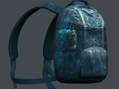Backpack Camping Generic military human bag storqge baggage Low-poly 3D model 7