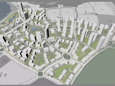 Urban highrise building ancillary building commercial 3D model