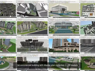 3d commercial building with Master plan collection 3 3D Model Pack