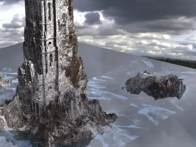 Frozen Christmas Tower Mountain formations 3D model 3D model