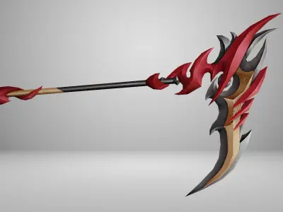 Futuristic Scythe Low-poly 3D model 6