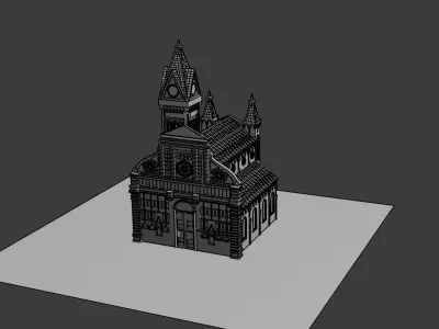 Medieval village-temple building 3D model