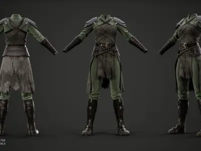 Women Medieval Woodland Look- ZPRJ-FBX-OBJ Files Low-poly 3D model