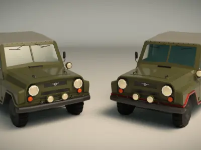 Low Poly Military Jeep 04 Low-poly 3D model