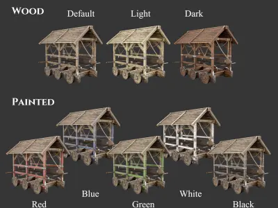 Medieval Siege Engine Battering Ram Low-poly 3D model