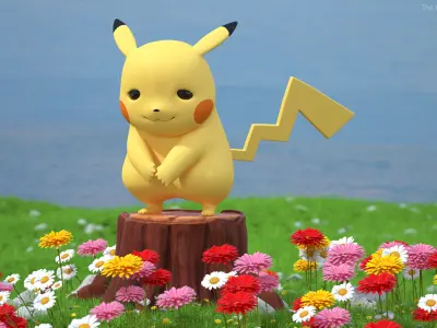 Pikachu Character Rigged for Maya 3D model