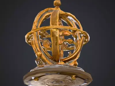 Antique Astronomical Orrery Low-poly 3D model