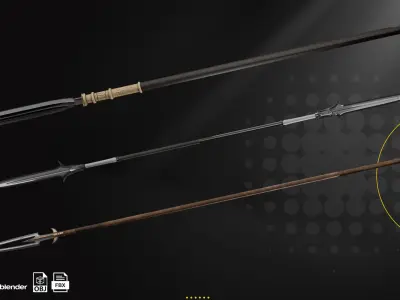Shield and Spear Pack Low-poly 3D model
