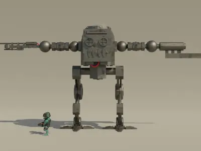 Alien Mech Suit and Alien Soldier Low-poly 3D model