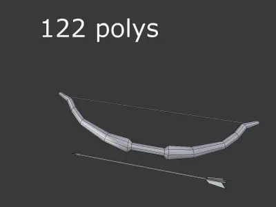 low poly bow 2 and arrow Low-poly 3D model