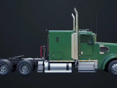 Heavy Truck Chassis 07 Blue and Green All PBR Textures 3D model