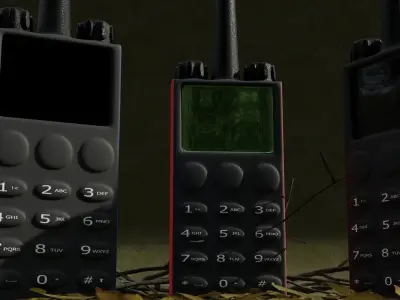 portable radio walkie talkie in three colors Free 3D model