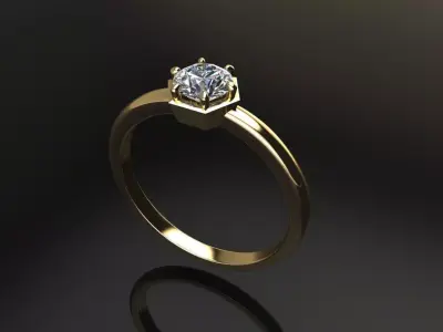 Hexagon Halo Basket Style Dainty Engagement Ring 3D print model