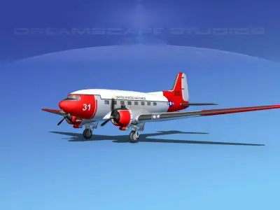 Douglas C-47 Dakota USAF V07 3D model
