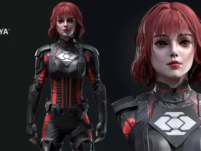 Sci-Fi Girl 2 Low-poly 3D model