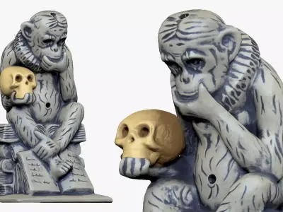 001252 statue of monkey to be or not to be 3D model