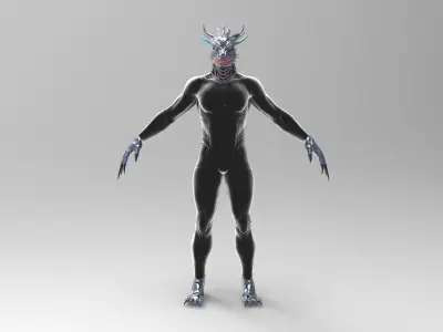 Dragon CyberPunk  Low-poly 3D model