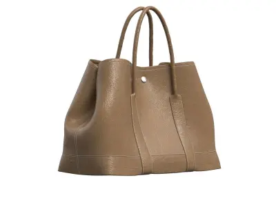 Brown Leather Big Shopper Bag 3D model