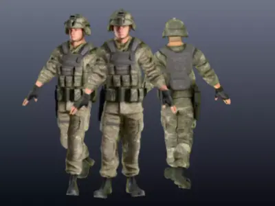 Animated Tactical Soldier Low-poly 3D model