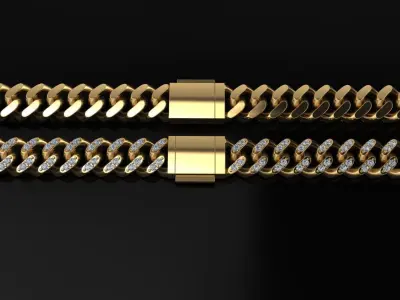 Cuban Diamond Chain Bracelet Necklace Link SIZE 9MM Width 3D print model purchase