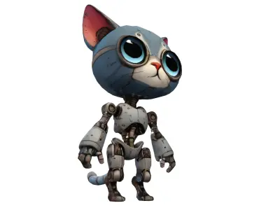 Circuit the Cyborg Cat Low-poly 3D model