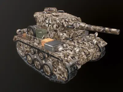 Cartoon Panzer III World War II Low-poly 3D model