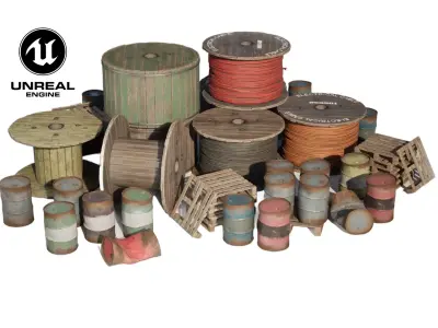 Industrial prop pack Low-poly 3D model