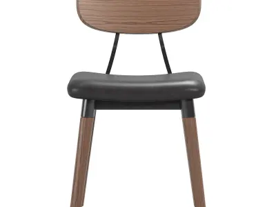FRENCH INDUSTRIAL CHAIR UPHOLSTERED WALNUT 3D model