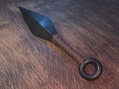 Kunai Low Poly pair of swords Free low-poly 3D model