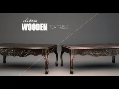 3D Antique Wooden Table Low-poly 3D model