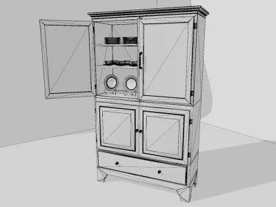 Antique Wood Cabinet 3D model