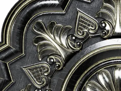 Rozet ornate brass ceiling medallion Low-poly 3D model