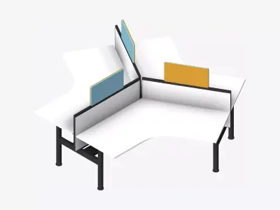 Desk - Cluster - Officetec - Modela - 120 Deg - Fixed Height Low-poly 3D model