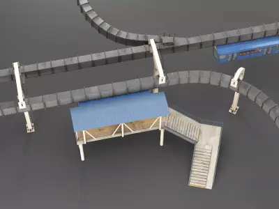 Monorail modular Constructor PBR 3D model
