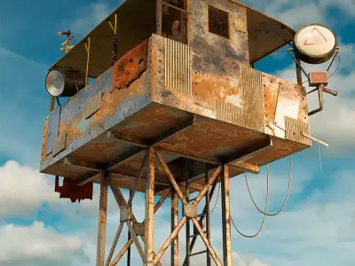 Rusty Military tower Low-poly 3D model